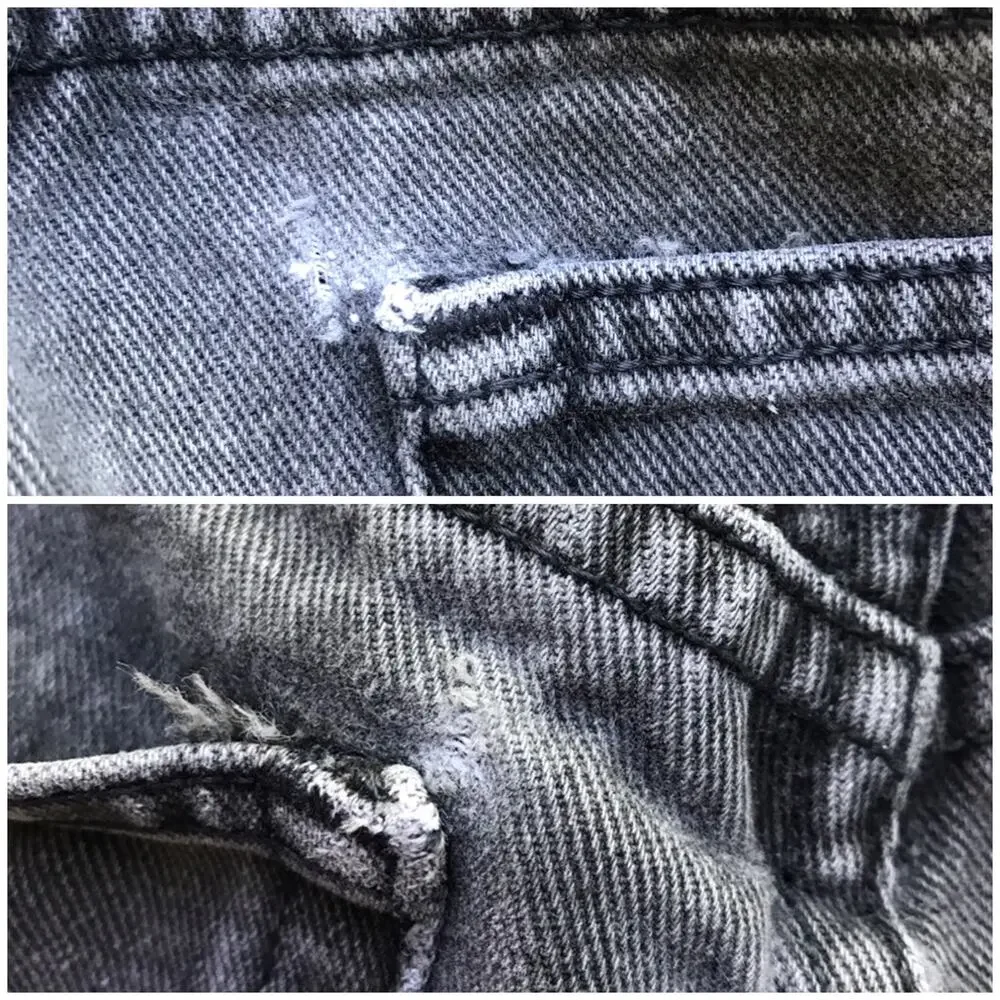Vintage Men's Guess Jeans Faded Black Cotton Denim Thrashed Grunge USA Made 30